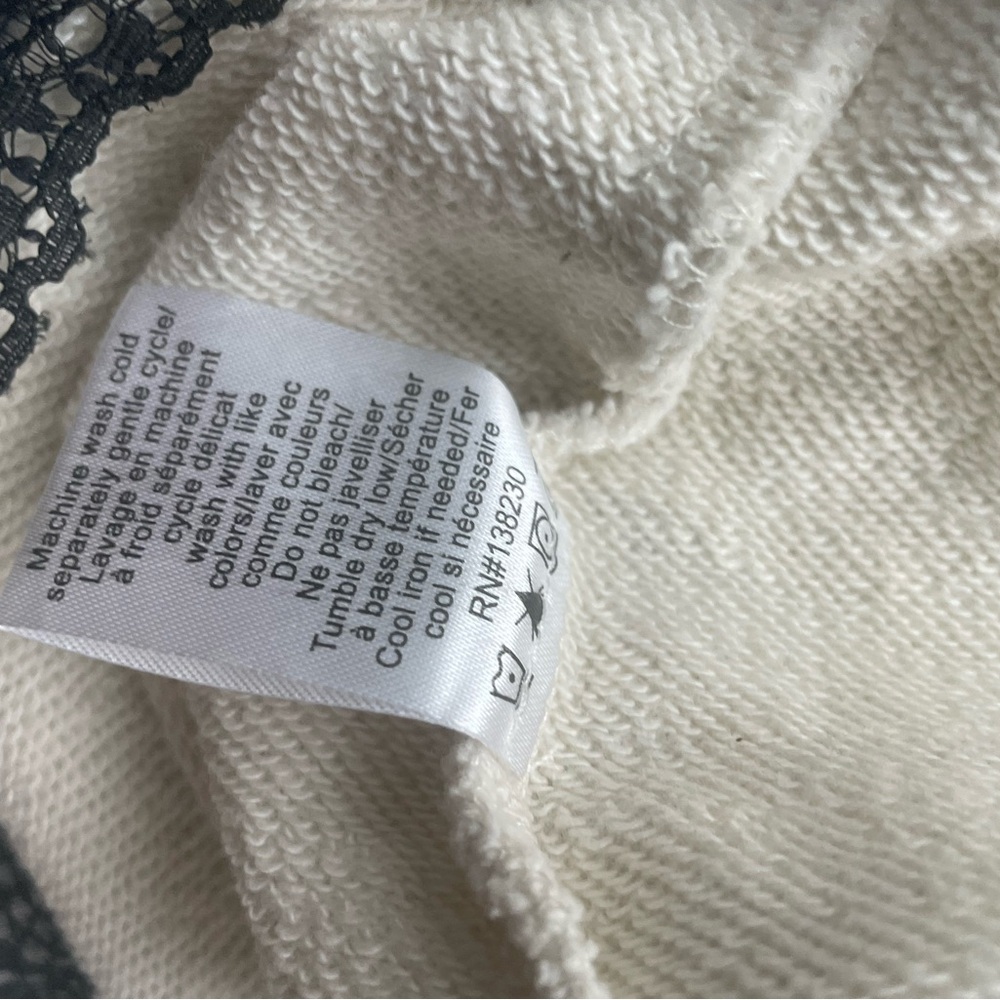 Pam & Gela heather grey sweatshirt with lace lem, zip back, thumbholes, XS/P - Picture 13 of 13